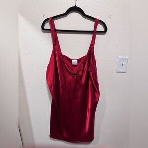 Just My Size Burgundy Satin Slip Chemise